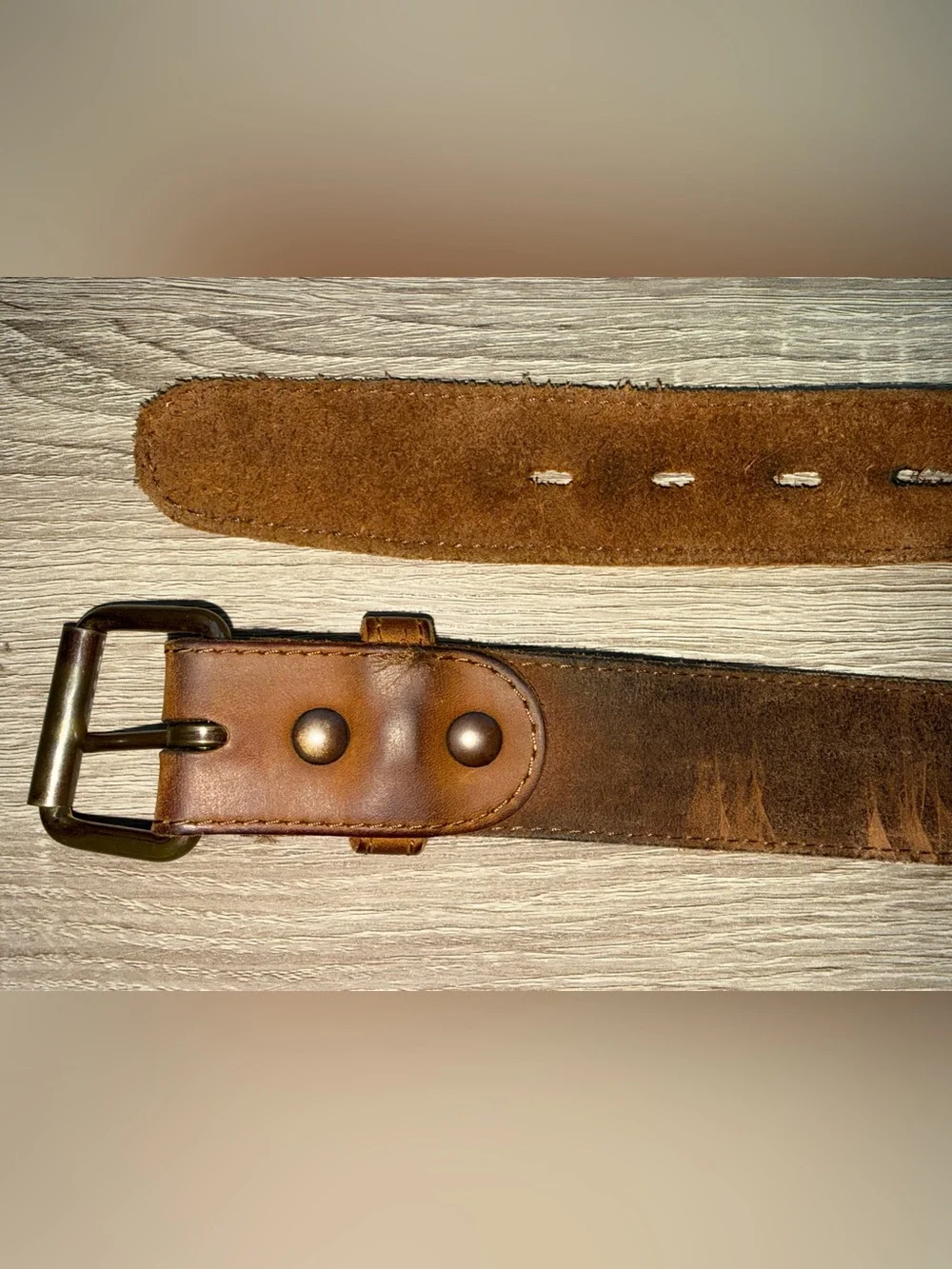 Origin USA Raw Edge Whiskey Brown Full-Grain Leather Belt